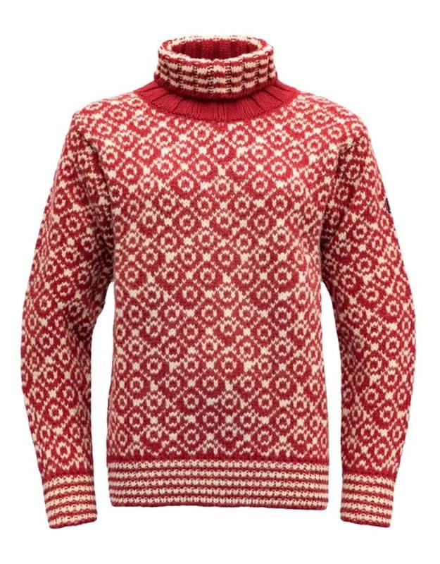 Devold Svalbard High Neck Sweater Hindberry/Offwhite