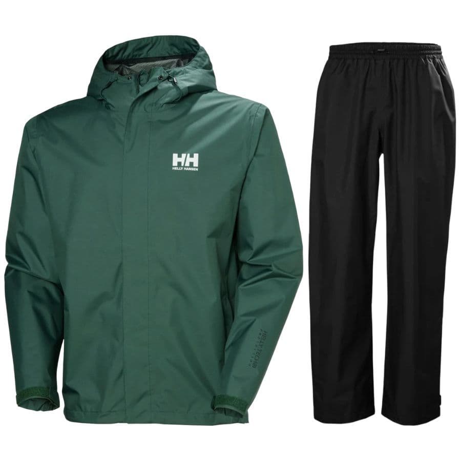 Helly Hansen Seven J/HH Rain, sadeasu, miehet, tummanvihreä/musta