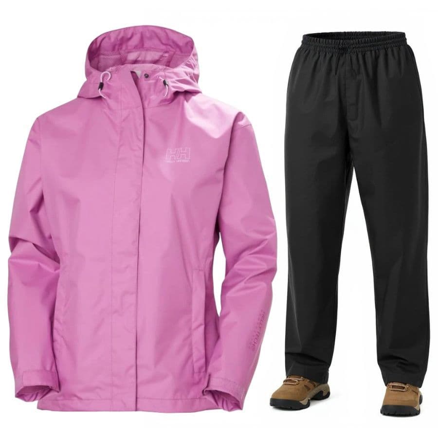 Helly Hansen Seven J/HH Rain, sadeasu, naiset, pinkki/musta