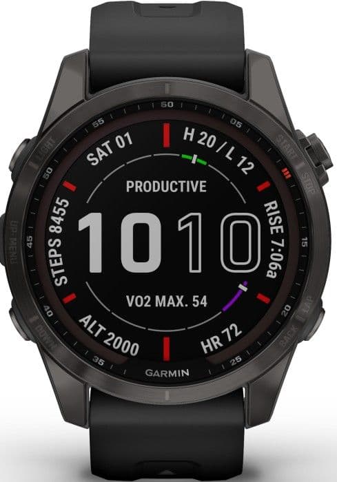 Garmin Fenix 7S Sapphire Solar älykello, Carbon Gray DLC with Black Band
