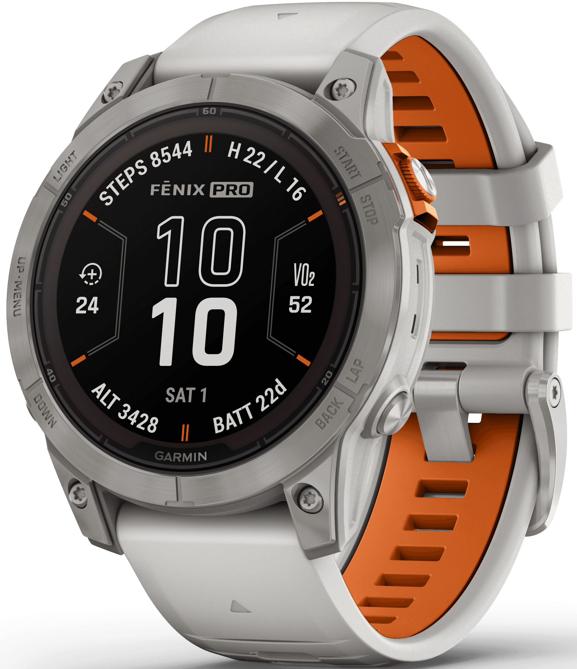 Garmin Fenix 7 Pro Sapphire Solar Titanium with Fog Gray/Ember Orange Band