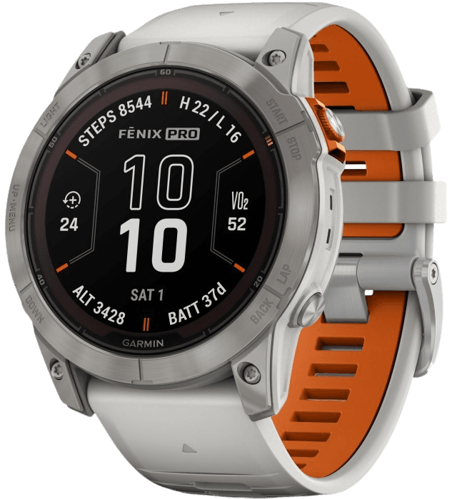 Garmin Fenix 7X Pro Sapphire Solar Titanium with Fog Gray/Ember Orange Band
