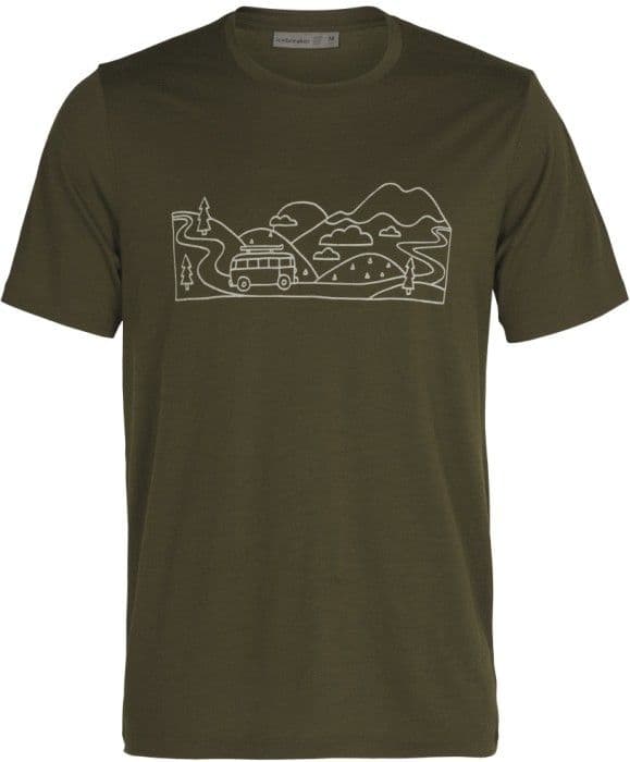 Icebreaker Tech Lite II SS Tee Combi Ski Trip Loden merinovillainen t-paita