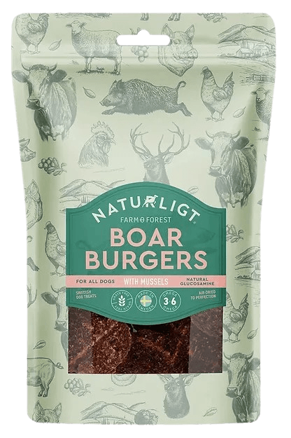 Naturligt Hundtugg Naturligt Farm & Forest Boar Burger makupala, 120g